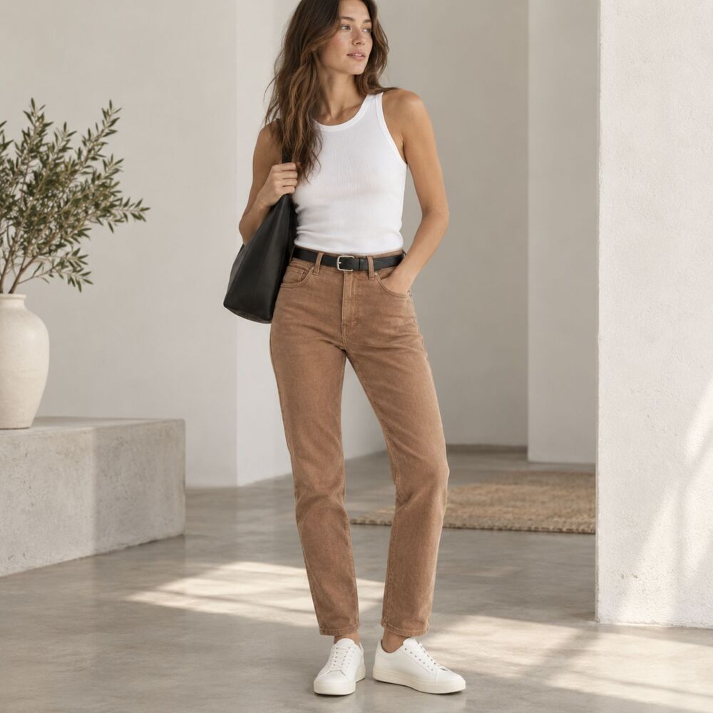 Everlane The Cheeky Straight Corduroy Pant Baby Cord in Petal Size 26 NWOT